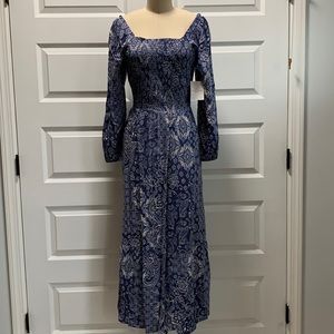 Brand new with tags bohemian paisley printed dress with puff sleeve